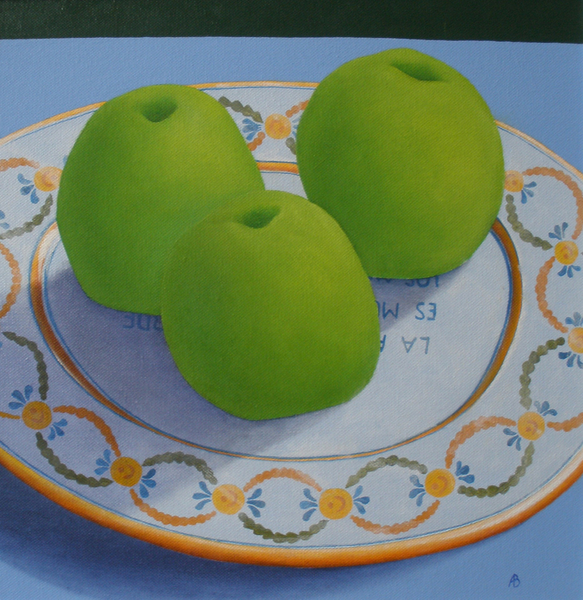 Three Green Apples van Ann  Brain