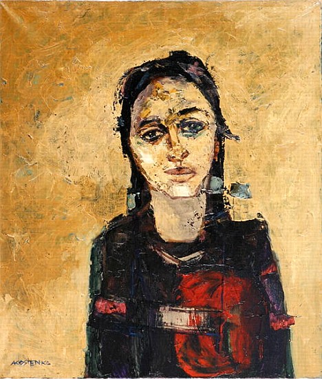Portrait of a Girl on Gold (oil on canvas)  van Anna  Kostenko