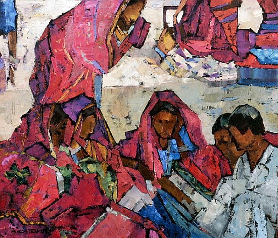 Sitting Women in Pink (oil on canvas)  van Anna  Kostenko