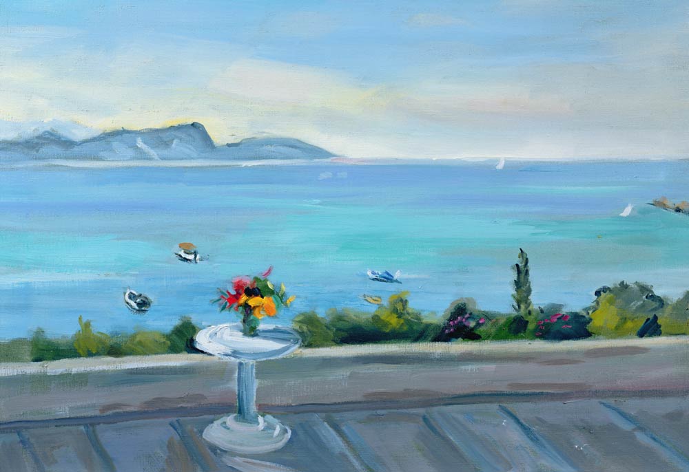 A terrace looking out to sea (oil on canvas)  van Anne  Durham
