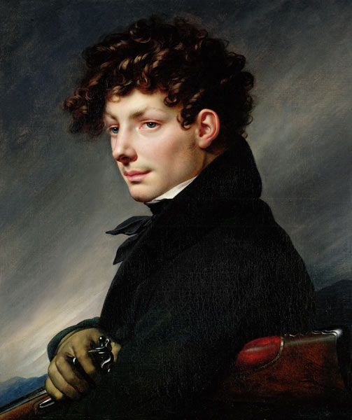 Portrait of a Young Man as a Hunter van Anne-Louis Girodet de Roucy-Trioson
