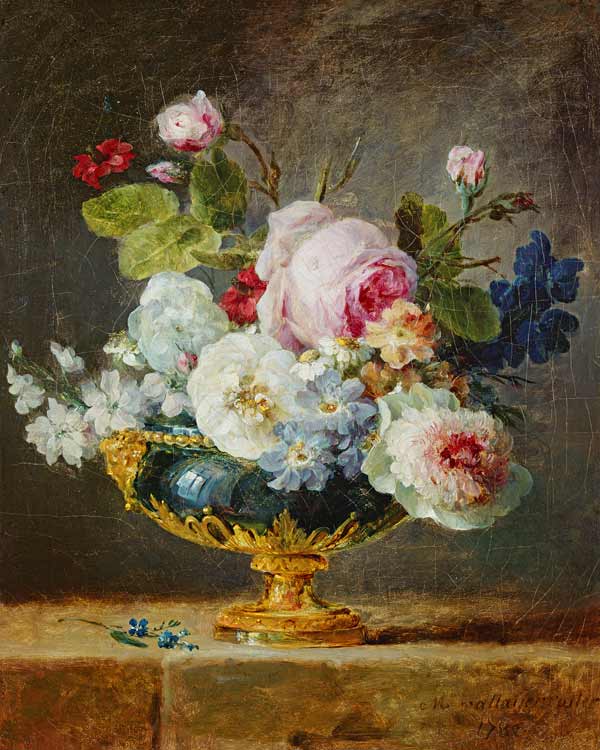 Flowers in a blue vase van Anne Vallayer-Coster