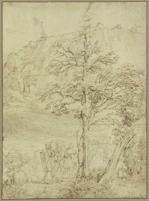 Landschaft mit Christus und den Jüngern auf dem Weg nach Emmaus van Annibale Carracci
