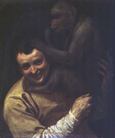 Man with Monkey van Annibale Carracci