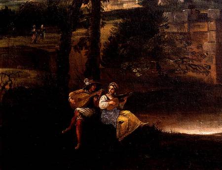 Roman Landscape with a Bridge  (detail of 186429 and 186430) van Annibale Carracci