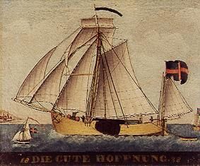 Darstellung des Schiffes Die gute Hoffnung van Anonym, Haarlem