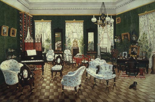 Kabinett im Landhaus des Grafen Dimitri Andrejewitsch Tolstoi in Snamenskaja, Gouvernement Woronesch van Anonym, Haarlem