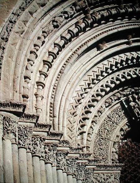 Sculptural detail from the facade of the main portal van Anonym Romanisch