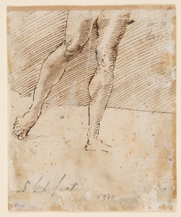 Beine eines stehenden Mannes (Fragment) van Anonym