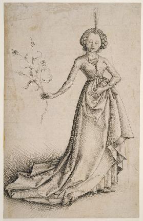 Junge Frau mit Blütenranke
