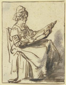 Sitting woman, reading