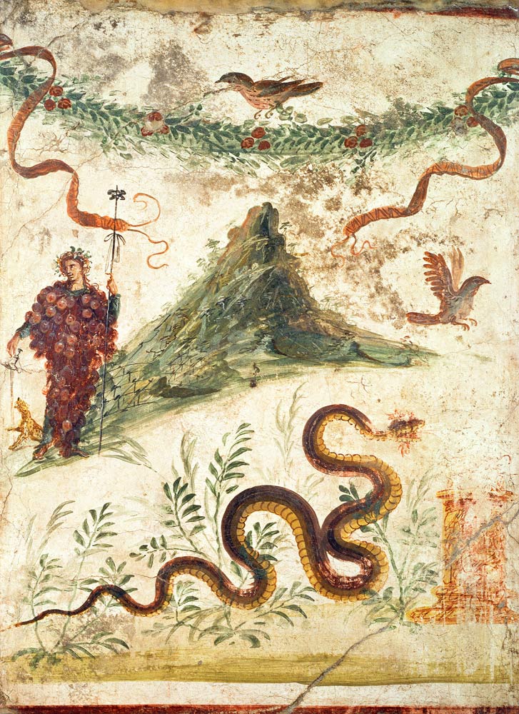 Bacchus Standing Before Vesuvius, from the House of the Centenary, Pompeii,Fourth Style van Anoniem