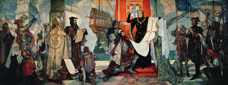 Departure for the Cape, King Manuel I of Portugal blessing Vasco da Gama and his expedition, c.1935 van Anoniem