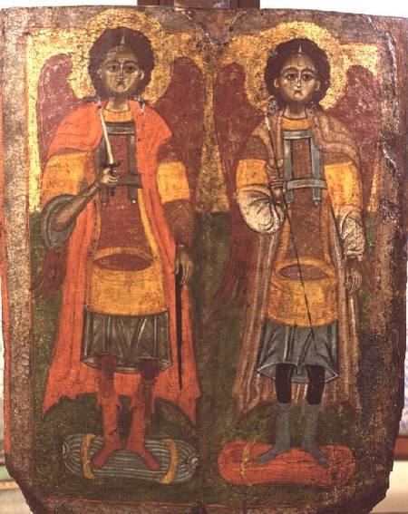 Archangels Michael and Gabriel, Byzantine icon,early period van Anoniem