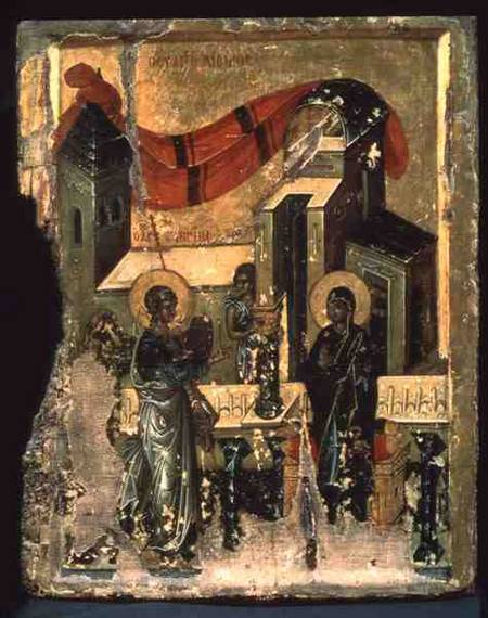 Byzantine icon of the Annunciation (14th century) van Anoniem