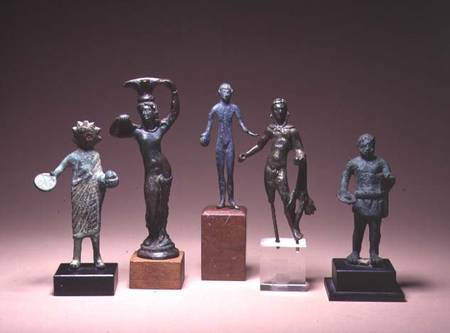 Collection of Etruscan antiquities including a figure of Hercules and a patera handle in the form of van Anoniem