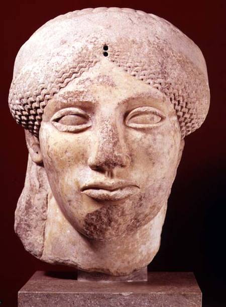 Colossal head of a Goddess, probably late Archaic to early Classical,Greek van Anoniem