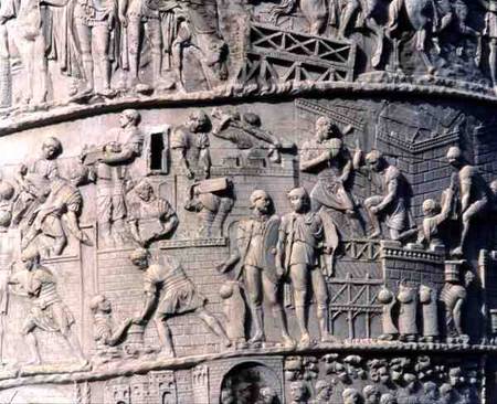 The Construction of a Roman Campfrom Trajan's column van Anoniem