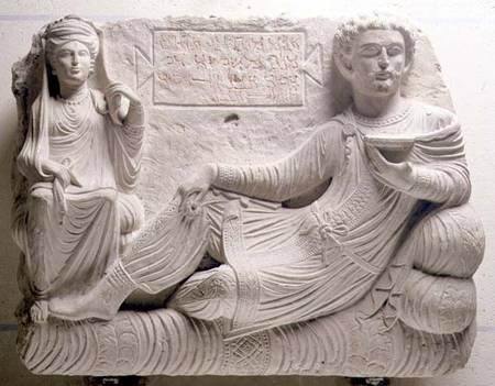 Couple at a banquet, tomb find from Palmyra,Syria van Anoniem