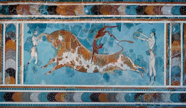 The Toreador Fresco, Knossos Palace,kreta van Anoniem