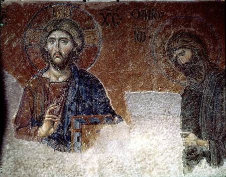 Deesis Christ with St. John the Baptist detail van Anoniem
