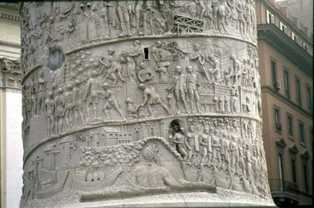 The Departure of the Army and the Construction of a Roman Campfrom Trajan's Column van Anoniem