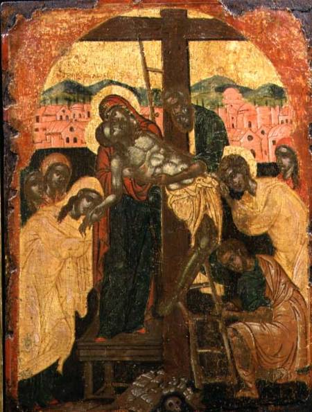 The Descent from the Cross (Deposition)Dalmatian icon van Anoniem
