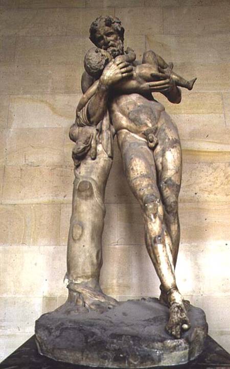 Dionysus as an infant and Silenus: sculpture van Anoniem