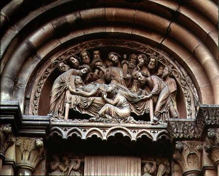 The Dormition of the Virgintympanum from the double portal of the south transept van Anoniem