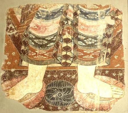 Fragment showing the Bodhisattva robe and feet (wall painting)Balawaste van Anoniem