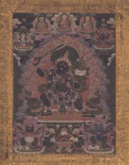 GQ121 Thangka of the fierce form of Manjushri with Bodhisattva Crown and a Third Eye van Anoniem