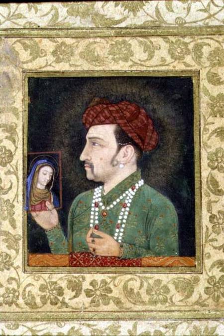 Jahangir holding a picture of the Madonna van Anoniem