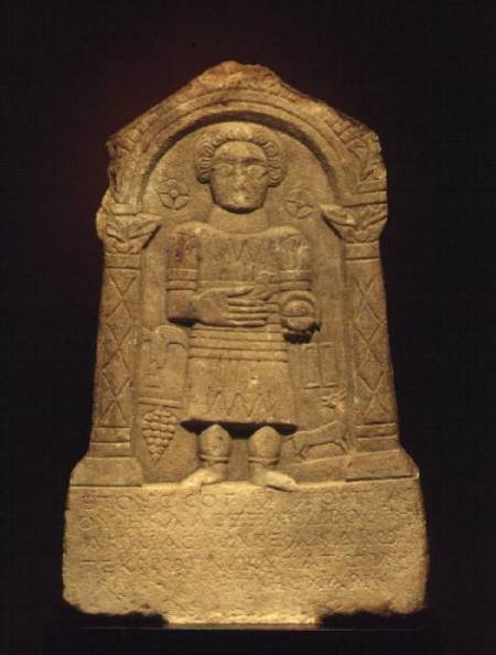 Marble funerary stele, with Greek inscription,Roman van Anoniem
