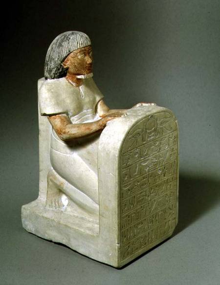 N508 Kneeling female figure holding a stela Egyptian van Anoniem