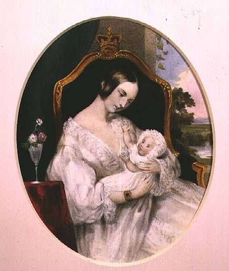 Queen Victoria with the Princess Royal as a baby van Anoniem