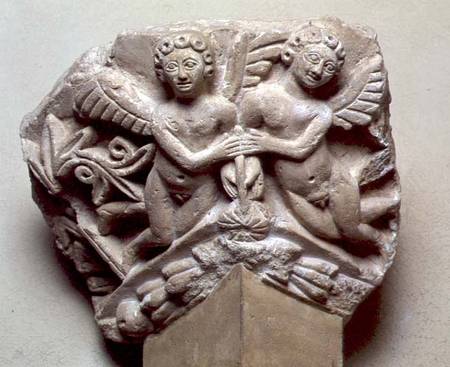 Relief of Two Angels Holding a GarlandEgyptian Coptic Period van Anoniem
