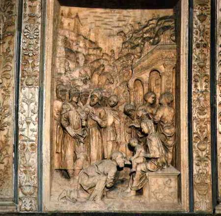 Relief panel of the Adoration of the Magifrom the church exterior van Anoniem