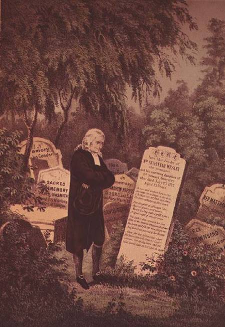 The Rev. John Wesley (1703-91) visiting his mother's grave van Anoniem