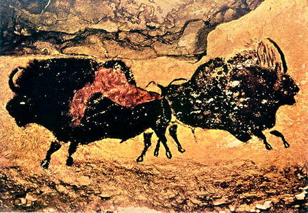 Rock painting of bison van Anoniem