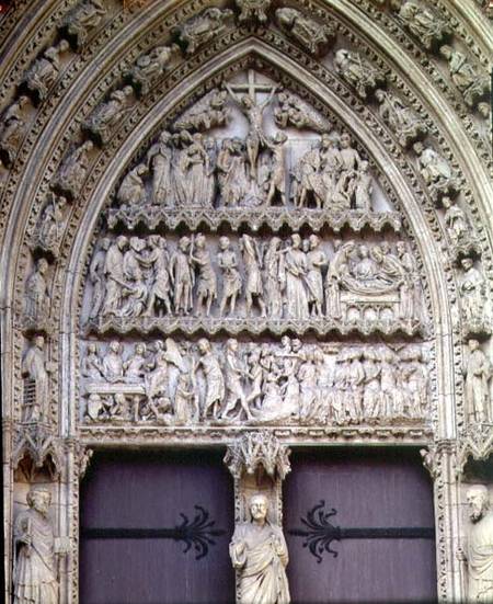 Scenes from the Passion and Resurrection cycle, tympanum of the south transept portal,the Porte de l van Anoniem