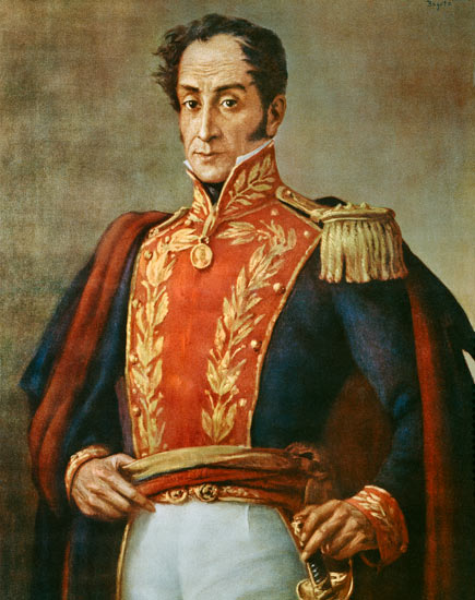 Simon Bolivar (1783-1830) (chromolitho) van Anoniem