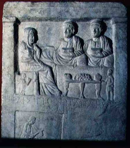 Stela Relief of a Funeral Banquet  with Greek inscription Asia Minor van Anoniem