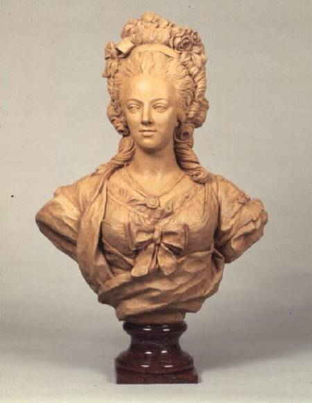 Terracotta bust of Marie Antoinette in the manner of Augustin Pajou van Anoniem