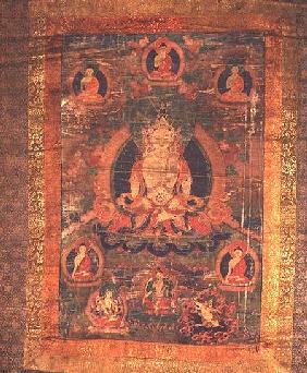 1965.10 Thangka of Vairochana's emanation Sarvavid with Eight Figures