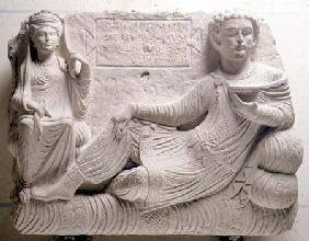 Couple at a banquet, tomb find from Palmyra,Syria