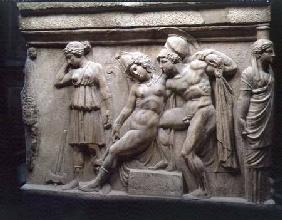 Greek Sarcophagus with a Scene showing the Battle of the Amazons