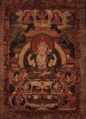 hangka (poss.) of Vairochana's emanation Sarvavid, with nine major Figures