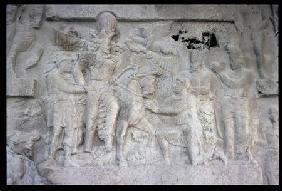 Rock relief depicting the Sassanian King Shapur I (241-72) the Roman Emperor Valerian (c.240-260) an