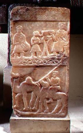 Stele of Idjilscenes of a banquet and a camel raid