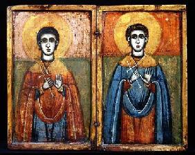 St.George and St.Demetrios , diptych,Greek icon
